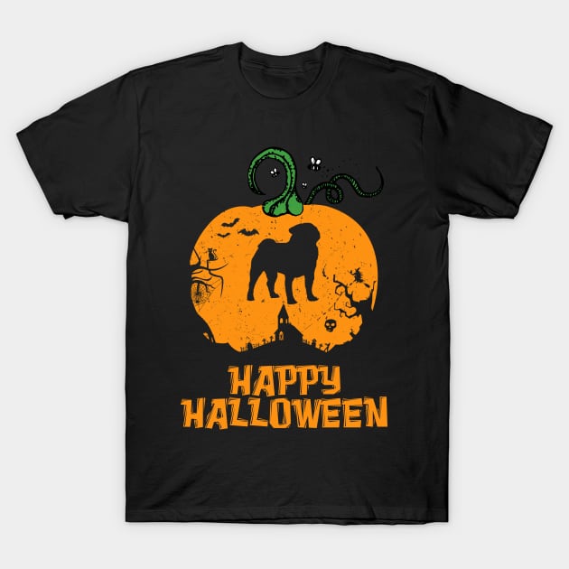 Halloween Pug Pumpkin T-Shirt by Sleazoid